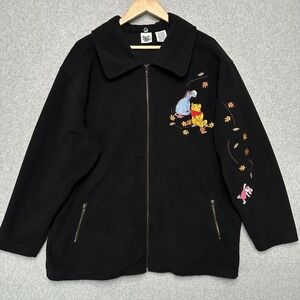 VTG Disney Catalog Black Fleece Winnie Pooh Eeyore Piglet Embroidered Jacket XL